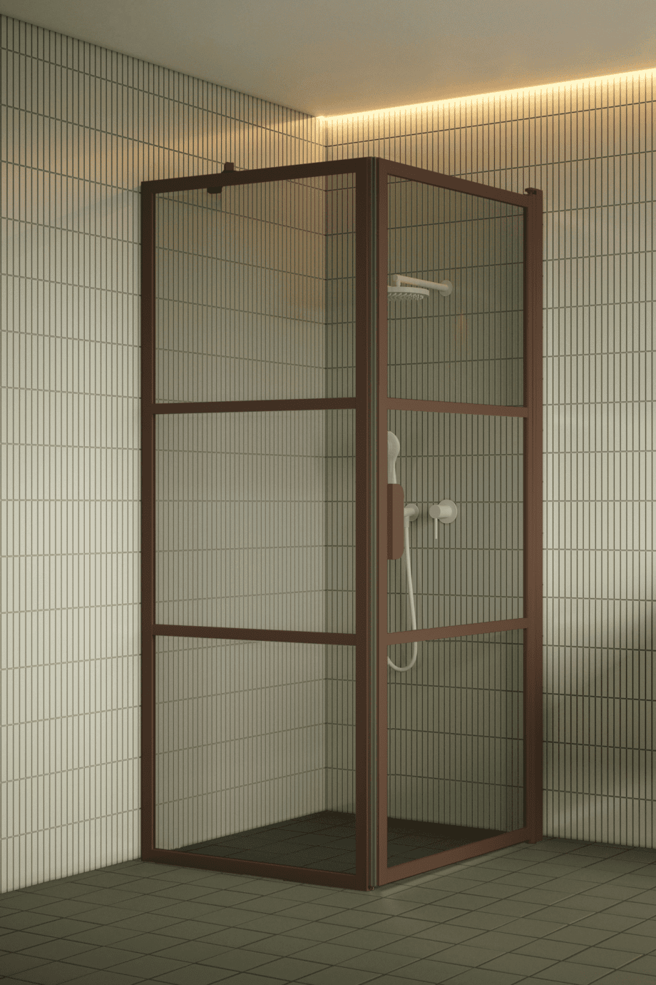Duschecke Hietakari Bläk 760 Tokyo, Rahmen Mocha, Grauglas