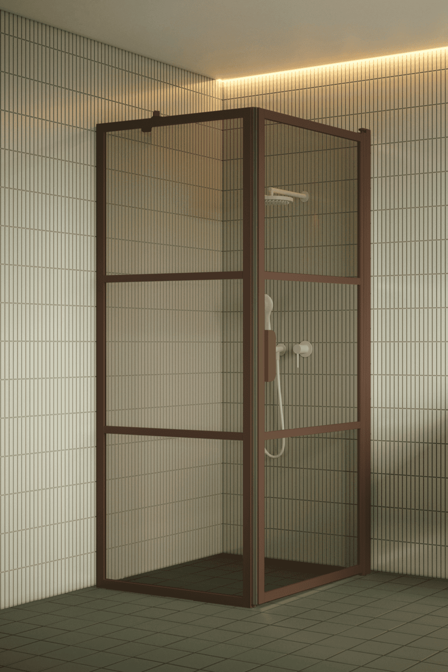 Duschecke Hietakari Bläk 760 Tokyo, Rahmen Mocha, Bronzeglas