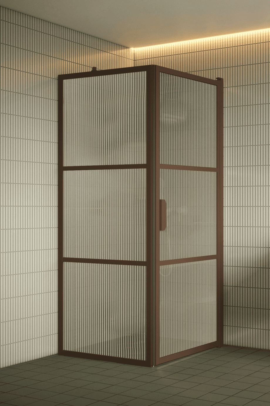 Duschecke Hietakari Bläk 760 Tokyo, Rahmen Mocha, Riffelglas (Reeded)