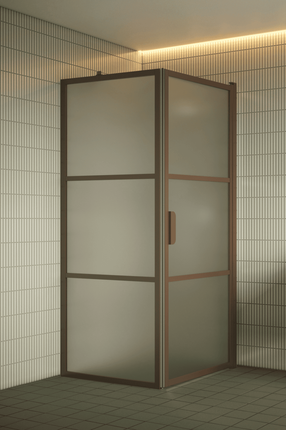 Duschecke Hietakari Bläk 760 Tokyo, Rahmen Mocha, satiniertes Glas