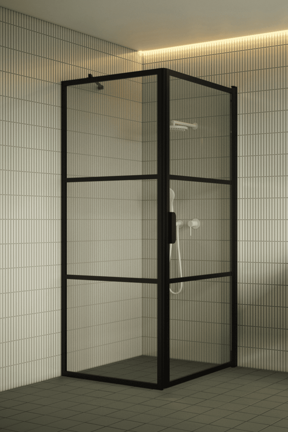 Duschecke Hietakari Bläk 760 Tokyo, Festwand + Drehtür – 4