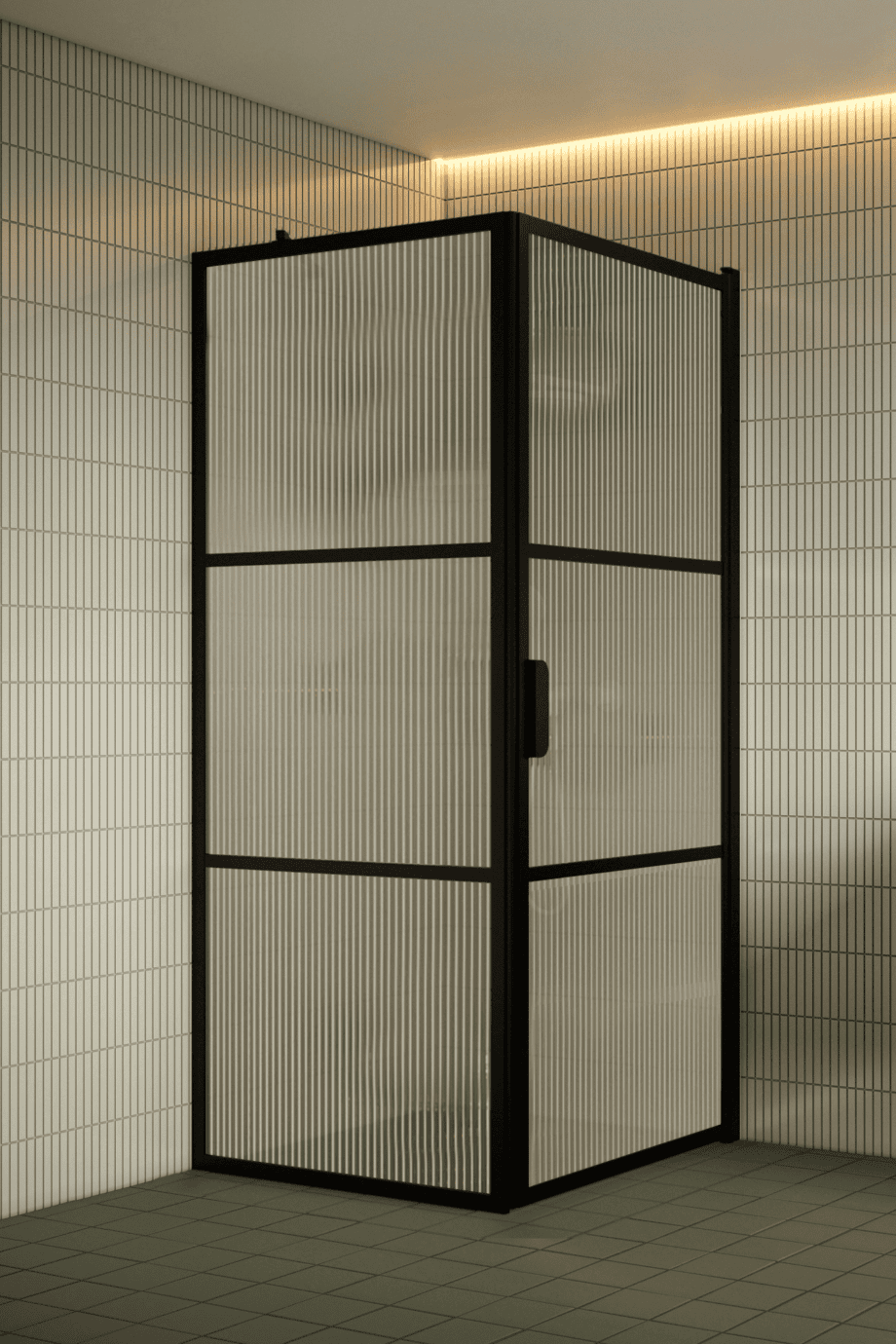 Duschecke Hietakari Bläk 760 Tokyo, schwarzer Rahmen, Riffelglas (Reeded)