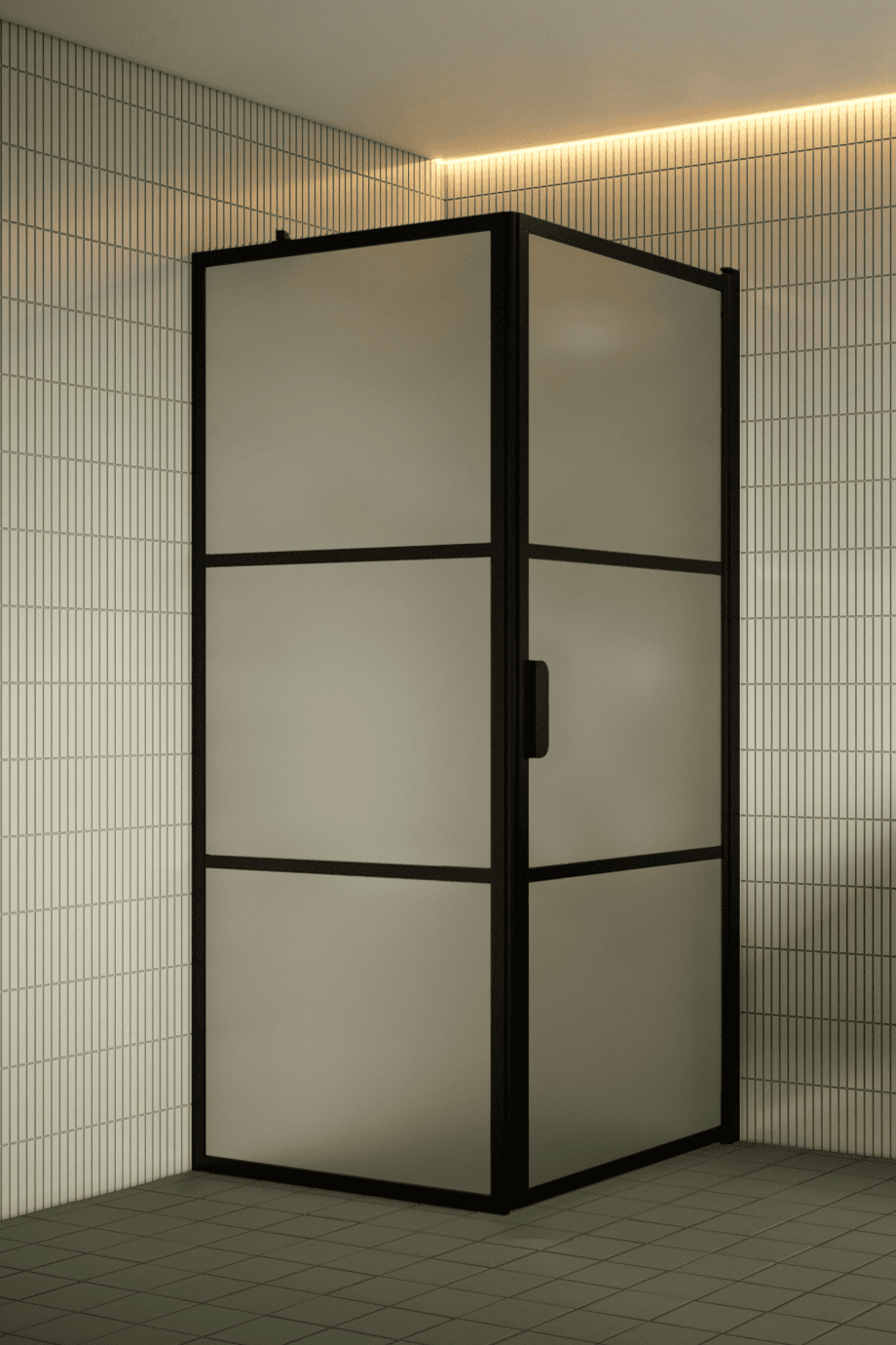 Duschecke Hietakari Bläk 760 Tokyo, schwarzer Rahmen, satiniertes Glas