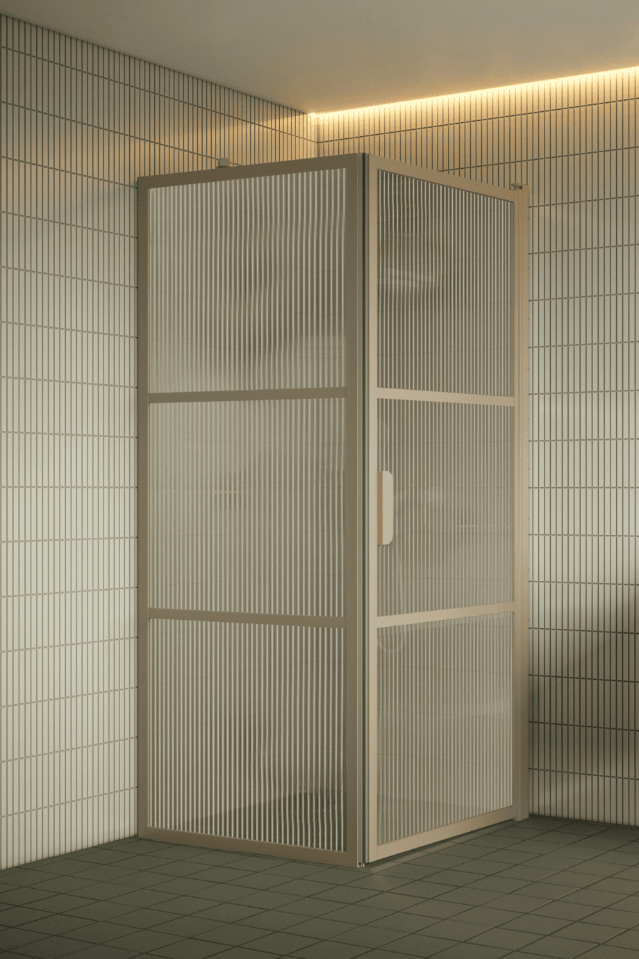 Duschecke Hietakari Bläk 760 Tokyo, Rahmen Sand, Riffelglas (Reeded)