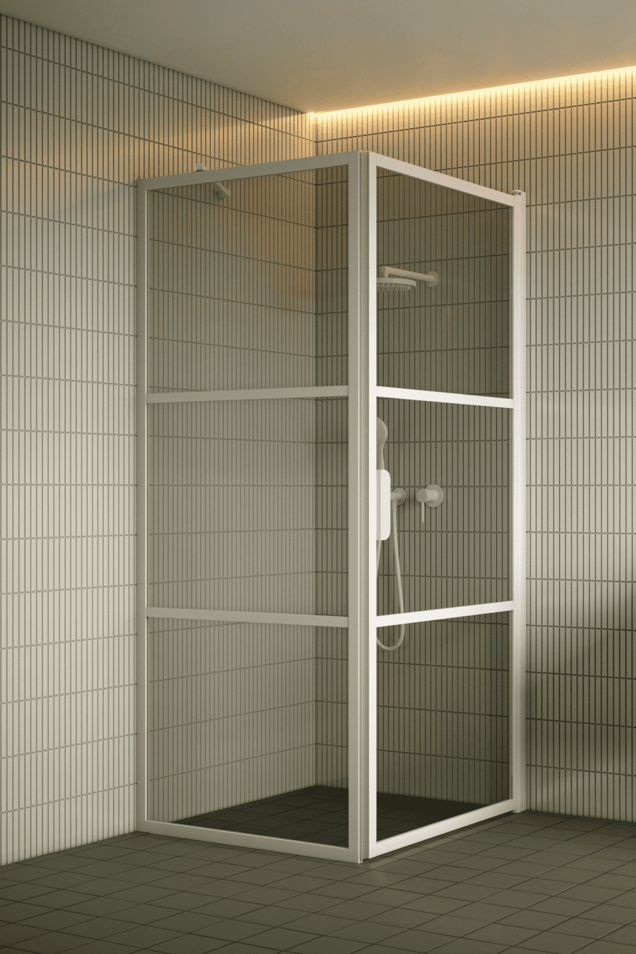 Duschecke Hietakari Bläk 760 Tokyo, weisser Rahmen, Grauglas