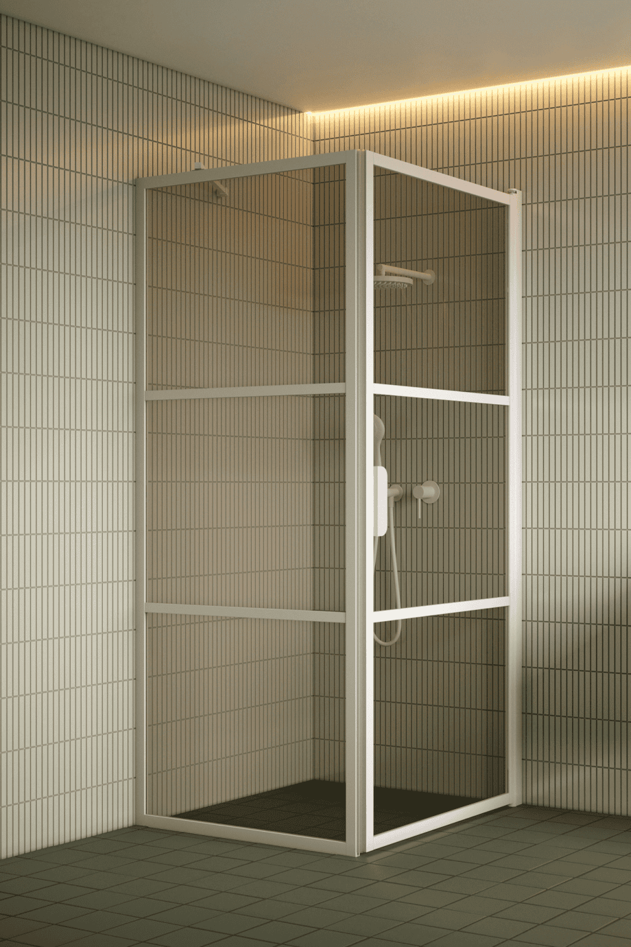 Duschecke Hietakari Bläk 760 Tokyo, weisser Rahmen, Bronzeglas