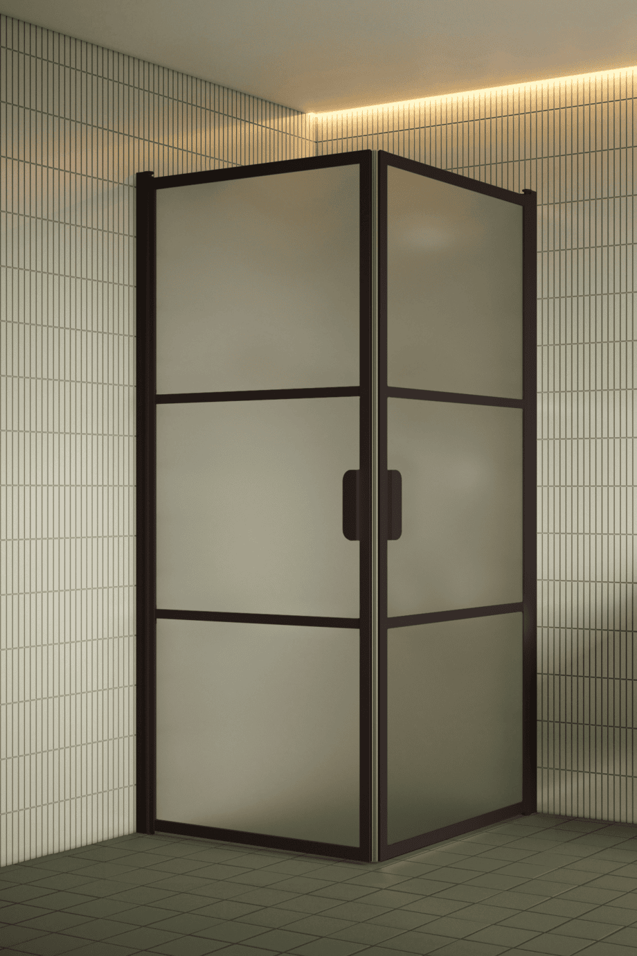 Duschecke Hietakari Bläk 762 Tokyo, Rahmen Cocoa, satiniertes Glas