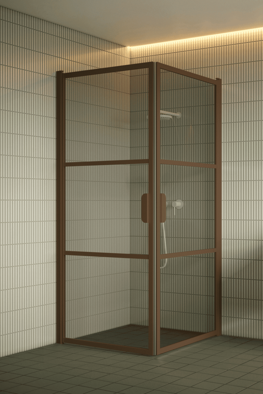 Duschecke Hietakari Bläk 762 Tokyo, Rahmen Mocha, Grauglas