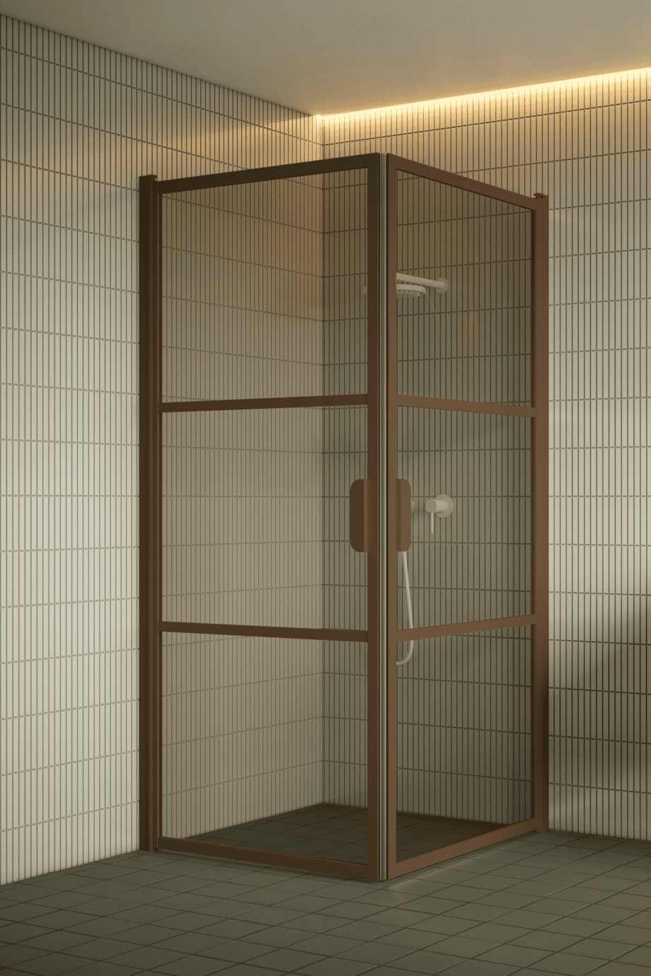 Duschecke Hietakari Bläk 762 Tokyo, Rahmen Mocha, Bronzeglas