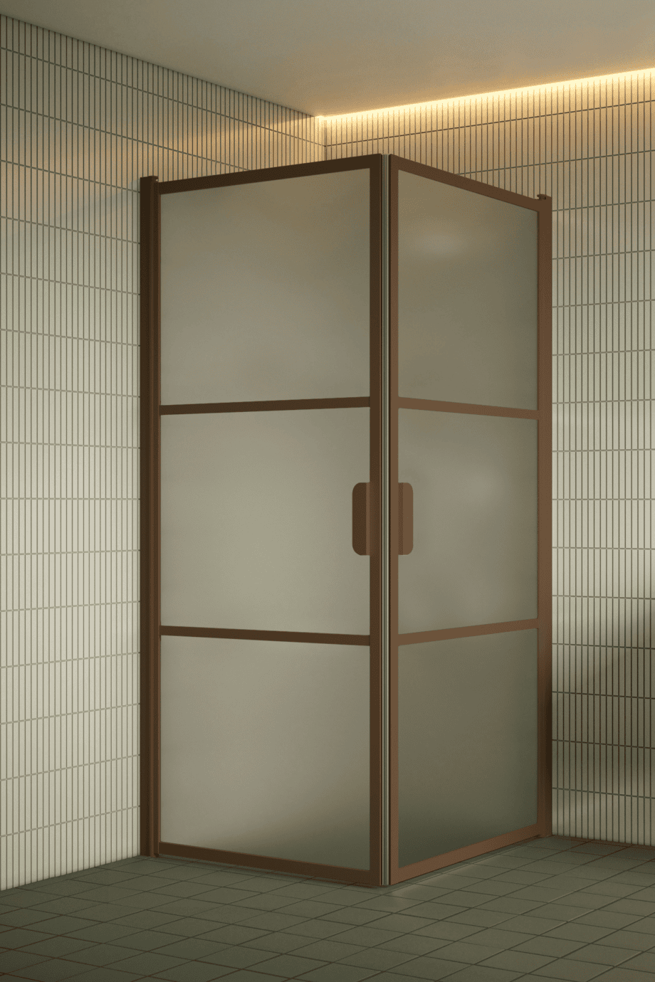 Duschecke Hietakari Bläk 762 Tokyo, Rahmen Mocha, satiniertes Glas