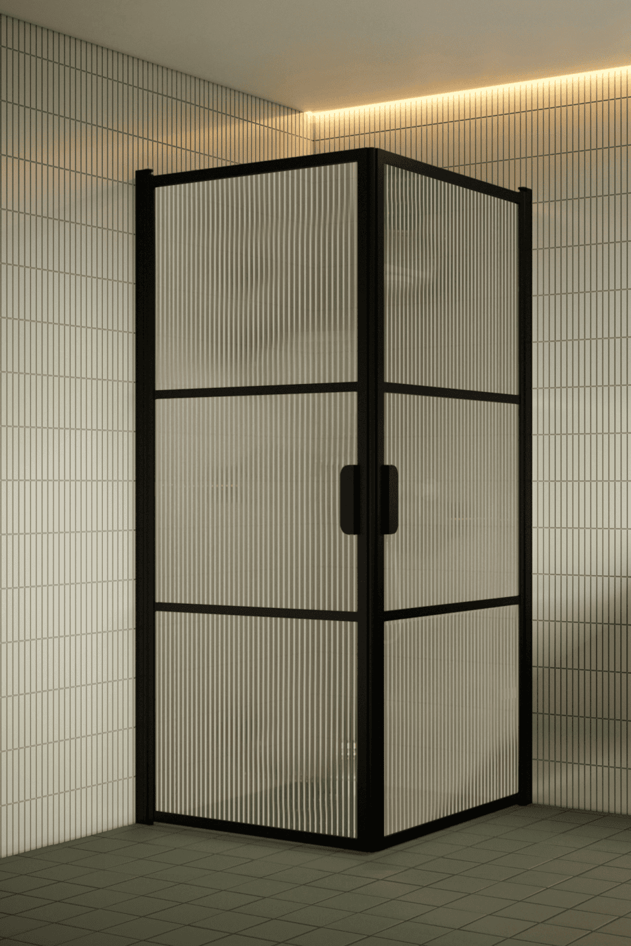 Duschecke Hietakari Bläk 762 Tokyo, schwarzer Rahmen, Riffelglas (Reeded)
