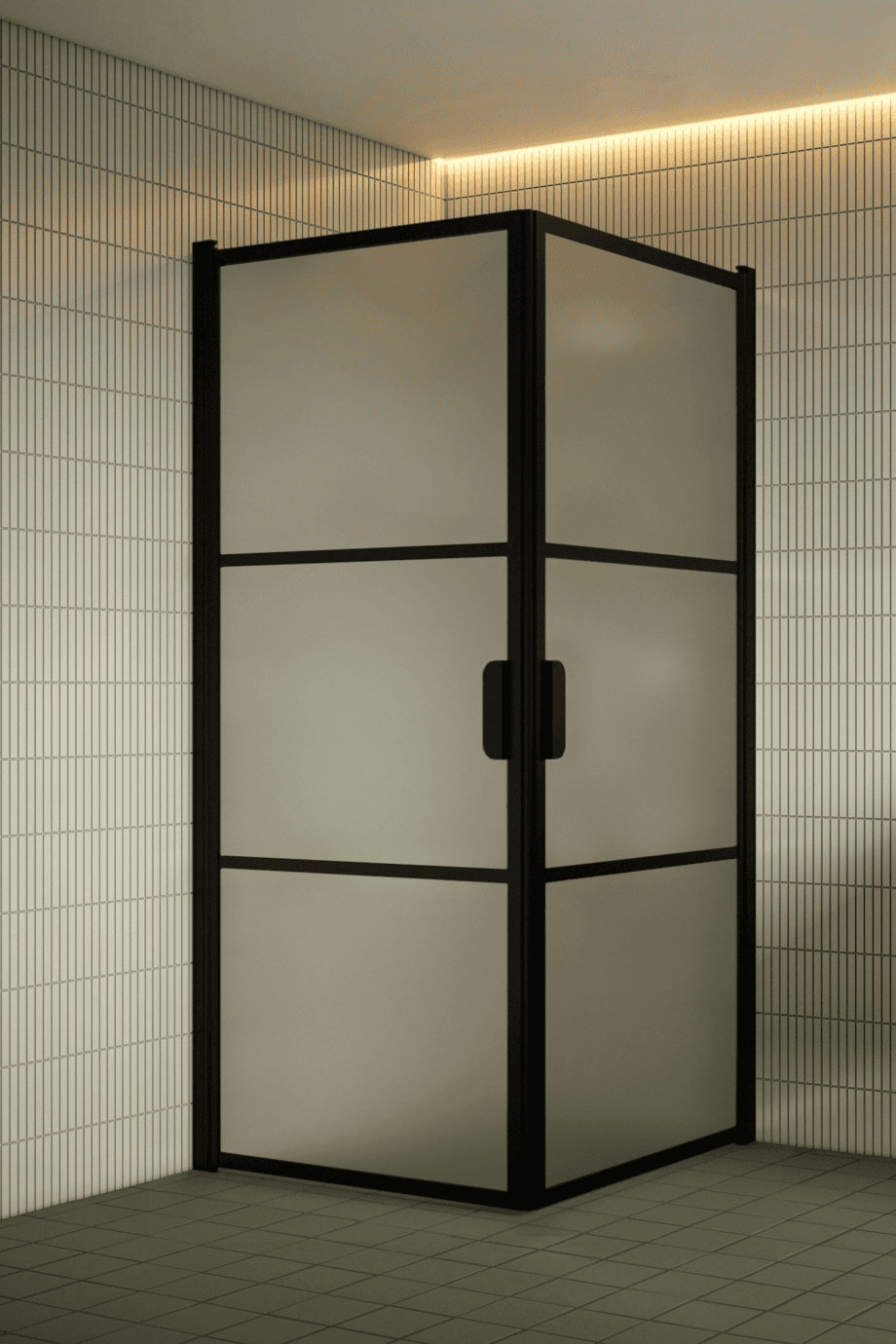 Duschecke Hietakari Bläk 762 Tokyo, schwarzer Rahmen, satiniertes Glas