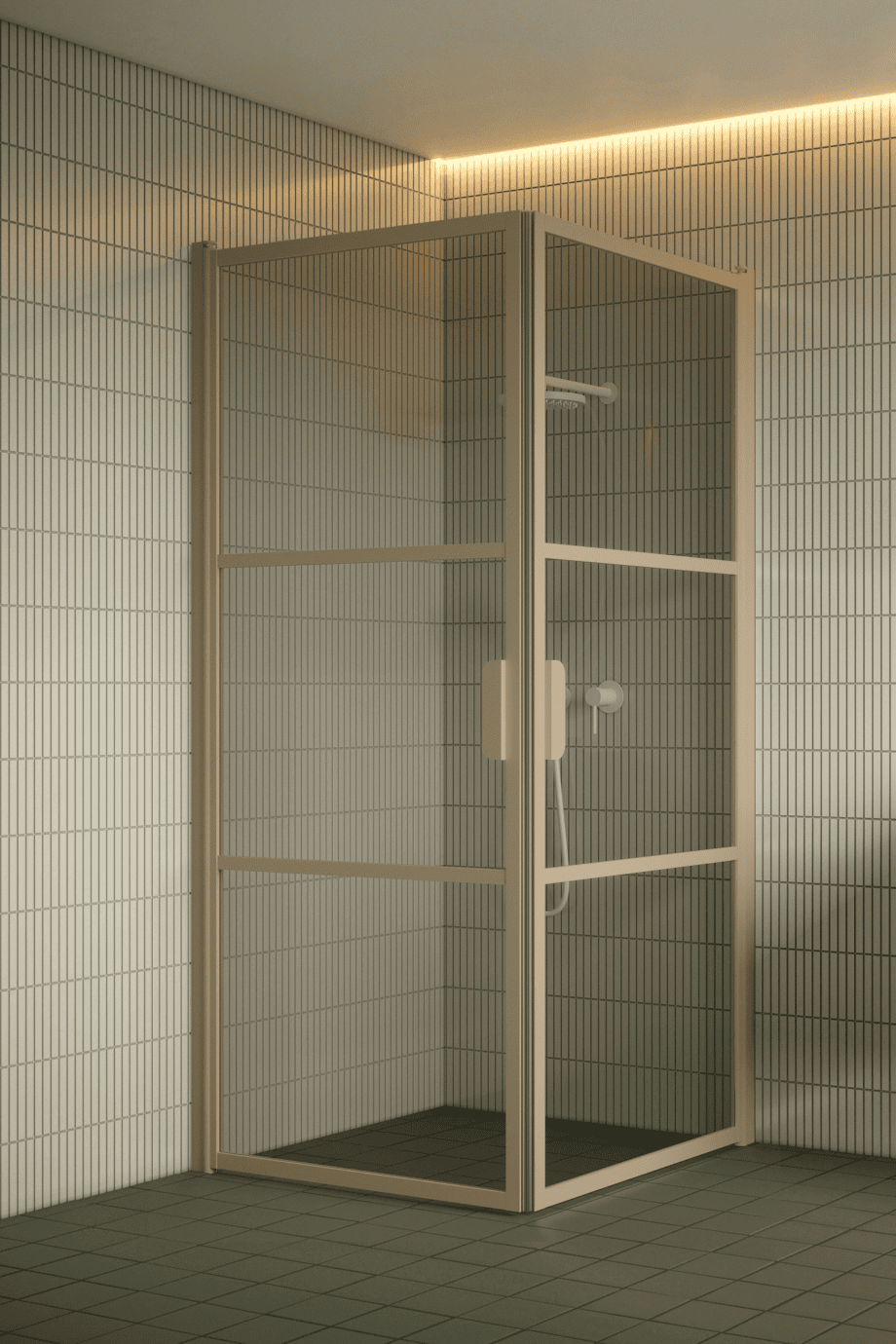 Duschecke Hietakari Bläk 762 Tokyo, Rahmen Sand, Grauglas