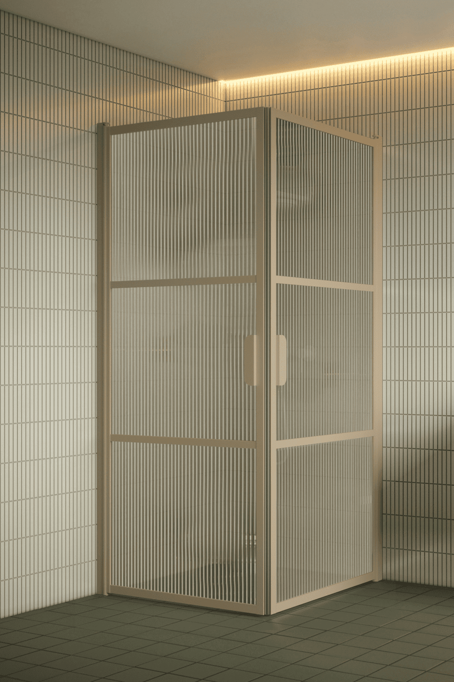 Duschecke Hietakari Bläk 762 Tokyo, Rahmen Sand, Riffelglas (Reeded)