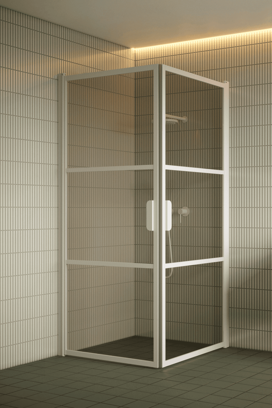 Duschecke Hietakari Bläk 762 Tokyo, weisser Rahmen, Bronzeglas