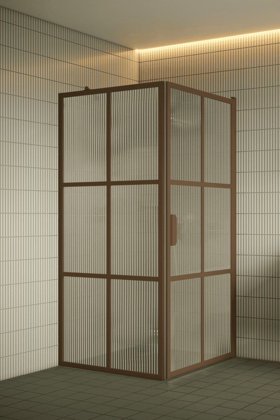Duschecke Hietakari Bläk 765 Paris, Rahmen Cocoa, Riffelglas (Reeded)