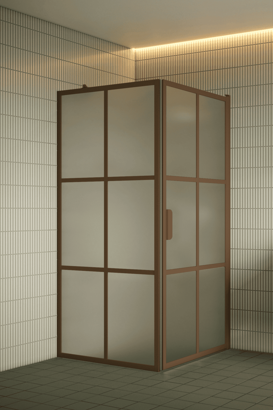 Duschecke Hietakari Bläk 765 Paris, Rahmen Mocha, satiniertes Glas