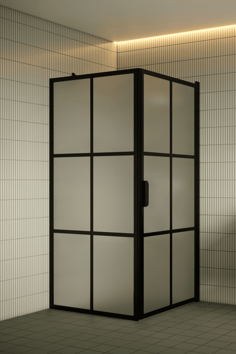 Duschecke Hietakari Bläk 765 Paris, schwarzer Rahmen, satiniertes Glas
