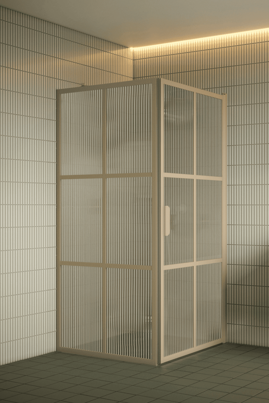 Duschecke Hietakari Bläk 765 Paris, Rahmen Sand, Riffelglas (Reeded)