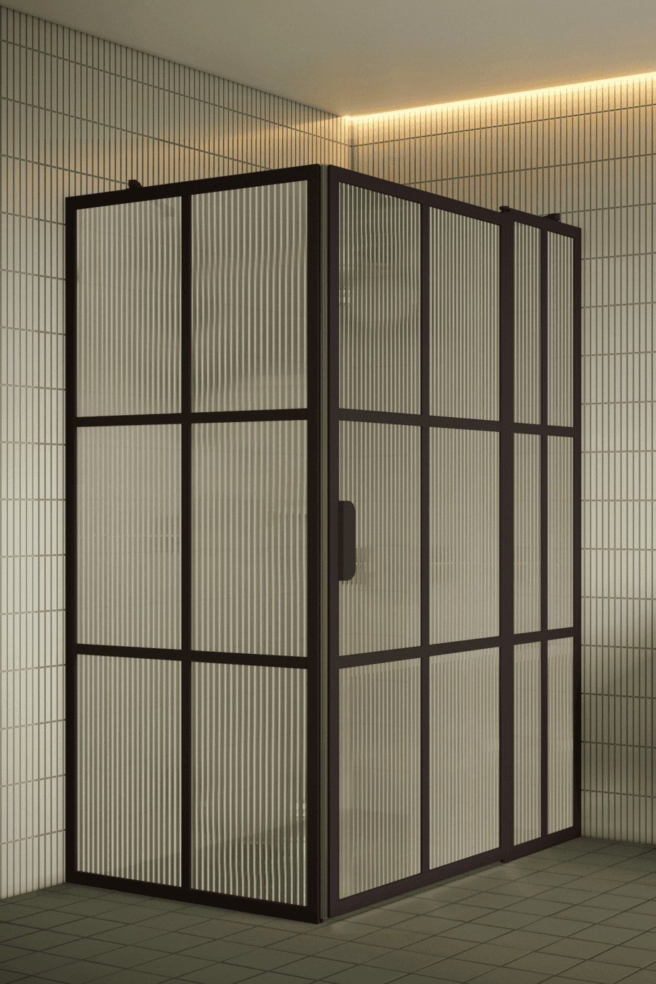 Duschecke Hietakari Bläk 766 Paris, Rahmen Cocoa, Riffelglas (Reeded)