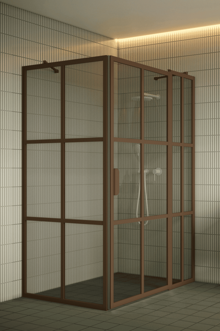 Duschecke Hietakari Bläk 766 Paris, Rahmen Mocha, Grauglas