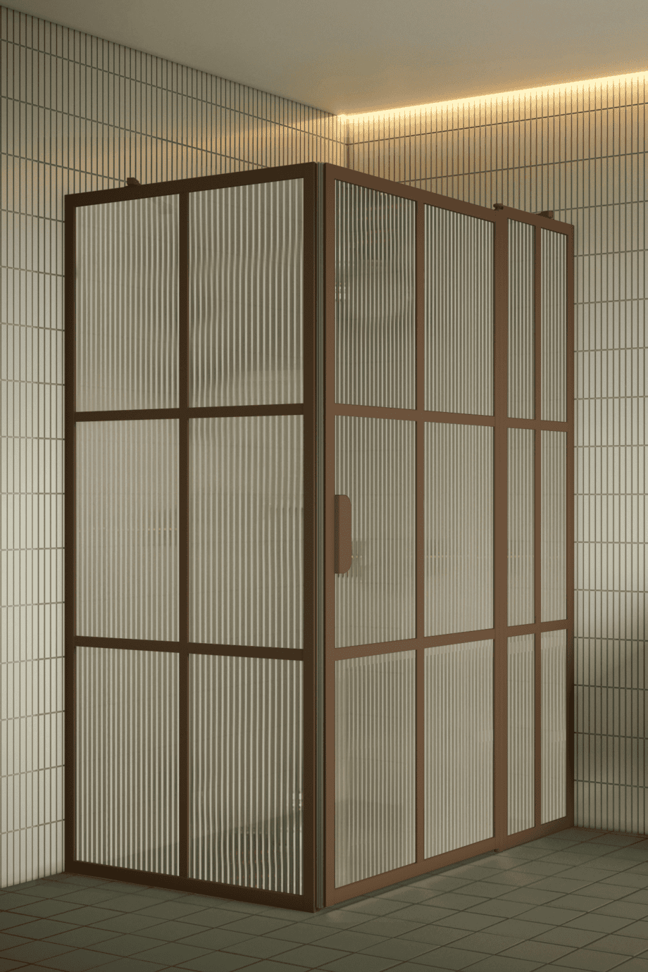 Duschecke Hietakari Bläk 766 Paris, Rahmen Mocha, Riffelglas (Reeded)