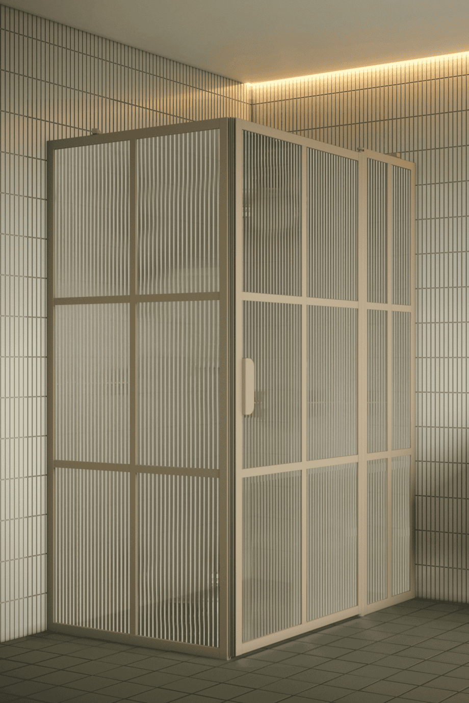 Duschecke Hietakari Bläk 766 Paris, Rahmen Sand, Riffelglas (Reeded)