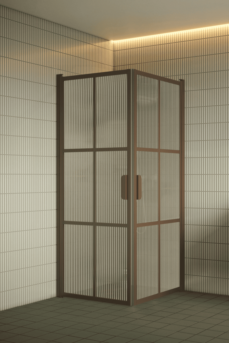 Duschecke Hietakari Bläk 767 Paris, Rahmen Mocha, Riffelglas (Reeded) Duschecke Hietakari Bläk 767 Paris, Rahmen Mocha, Riffelglas (Reeded)