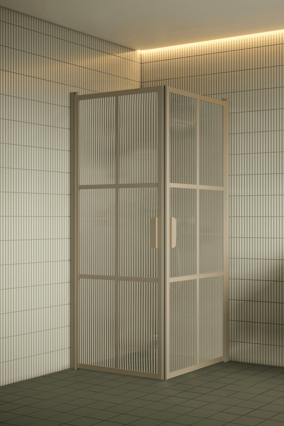 Duschecke Hietakari Bläk 767 Paris, Rahmen Sand, Riffelglas (Reeded) Duschecke Hietakari Bläk 767 Paris, Rahmen Sand, Riffelglas (Reeded)