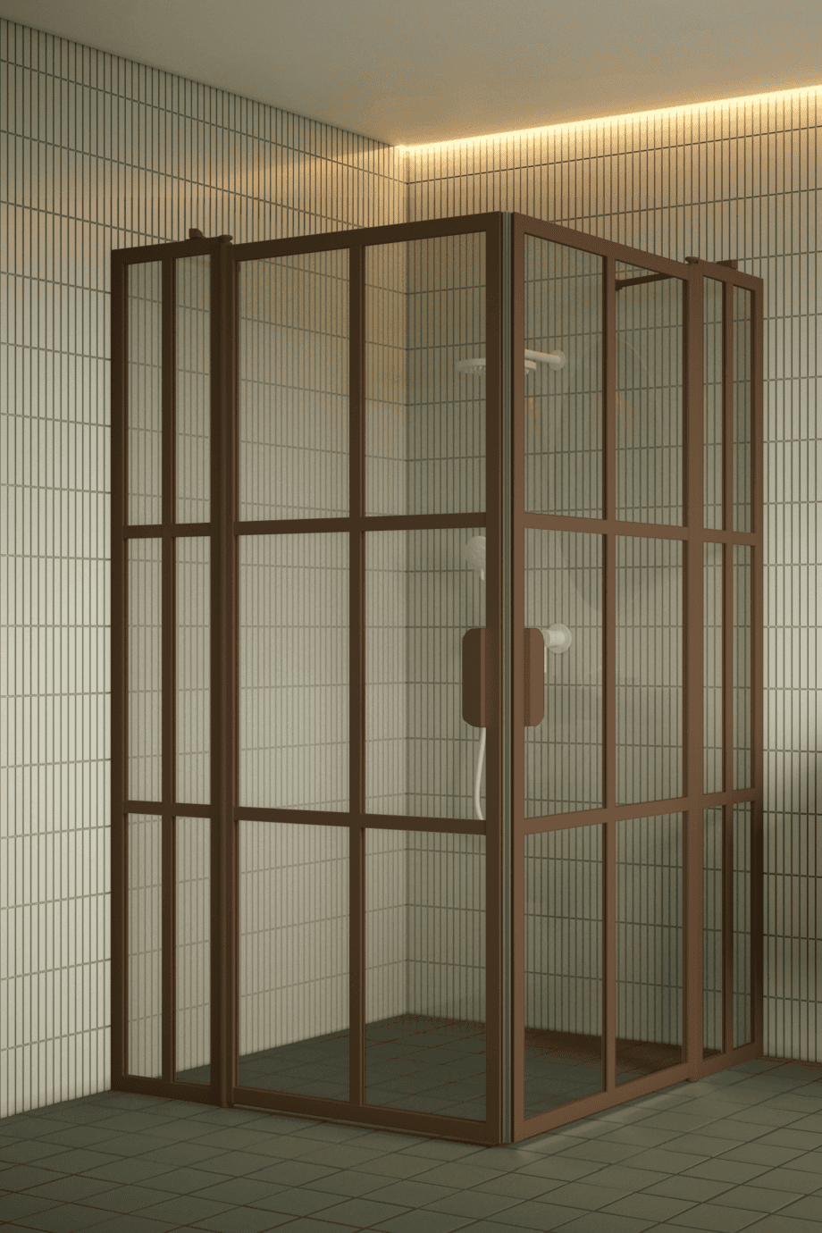 Duschecke Hietakari Bläk 769 Paris, Rahmen Mocha, Riffelglas (Reeded) Duschecke Hietakari Bläk 769 Paris, Rahmen Mocha, Riffelglas (Reeded)