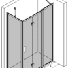 Duschecke Hietakari Bläk 890 New York – 3D-Zeichnung Duschecke Hietakari Bläk 890 New York, Festwand + Falttür mit Festteil – 3