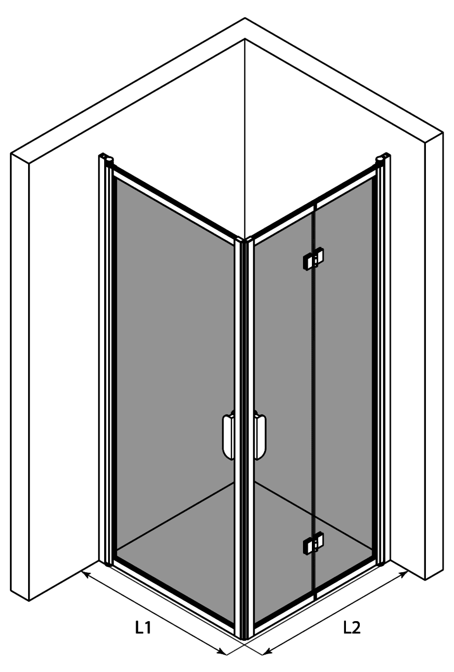 Duschecke Hietakari Bläk 893 New York, Drehtür + Falttür – 3