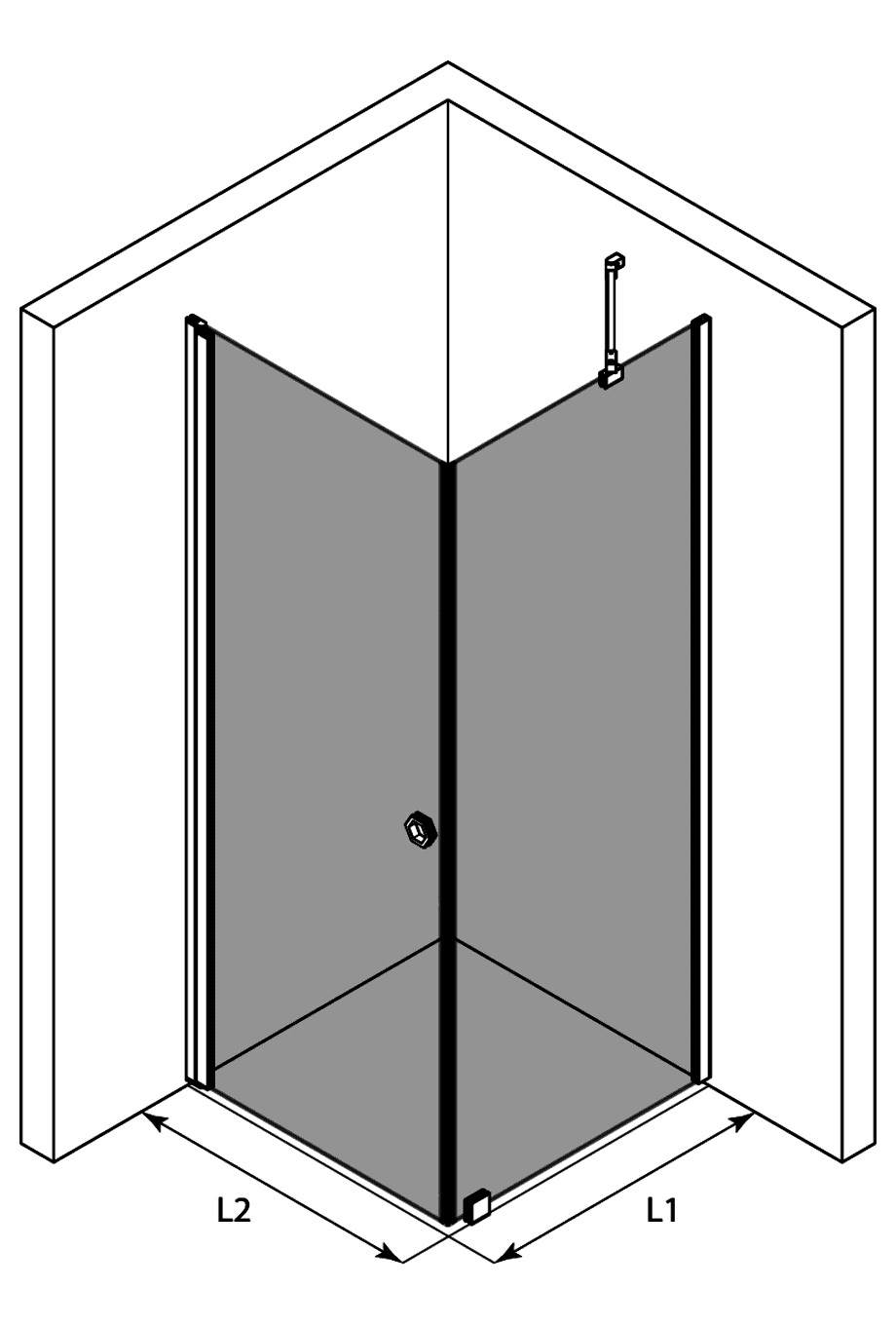 Duschecke Hietakari Forma 368, Festwand + Drehtür – 3