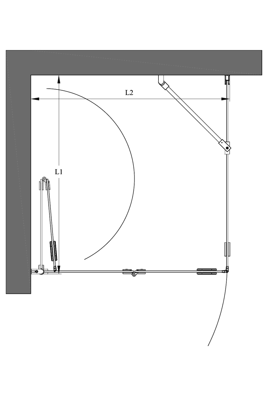 Duschecke Hietakari Forma 369, Festwand + Falttür – 2