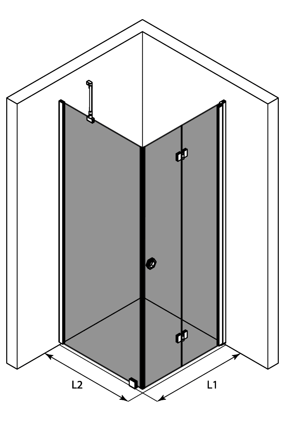 Duschecke Hietakari Forma 369, Festwand + Falttür – 3