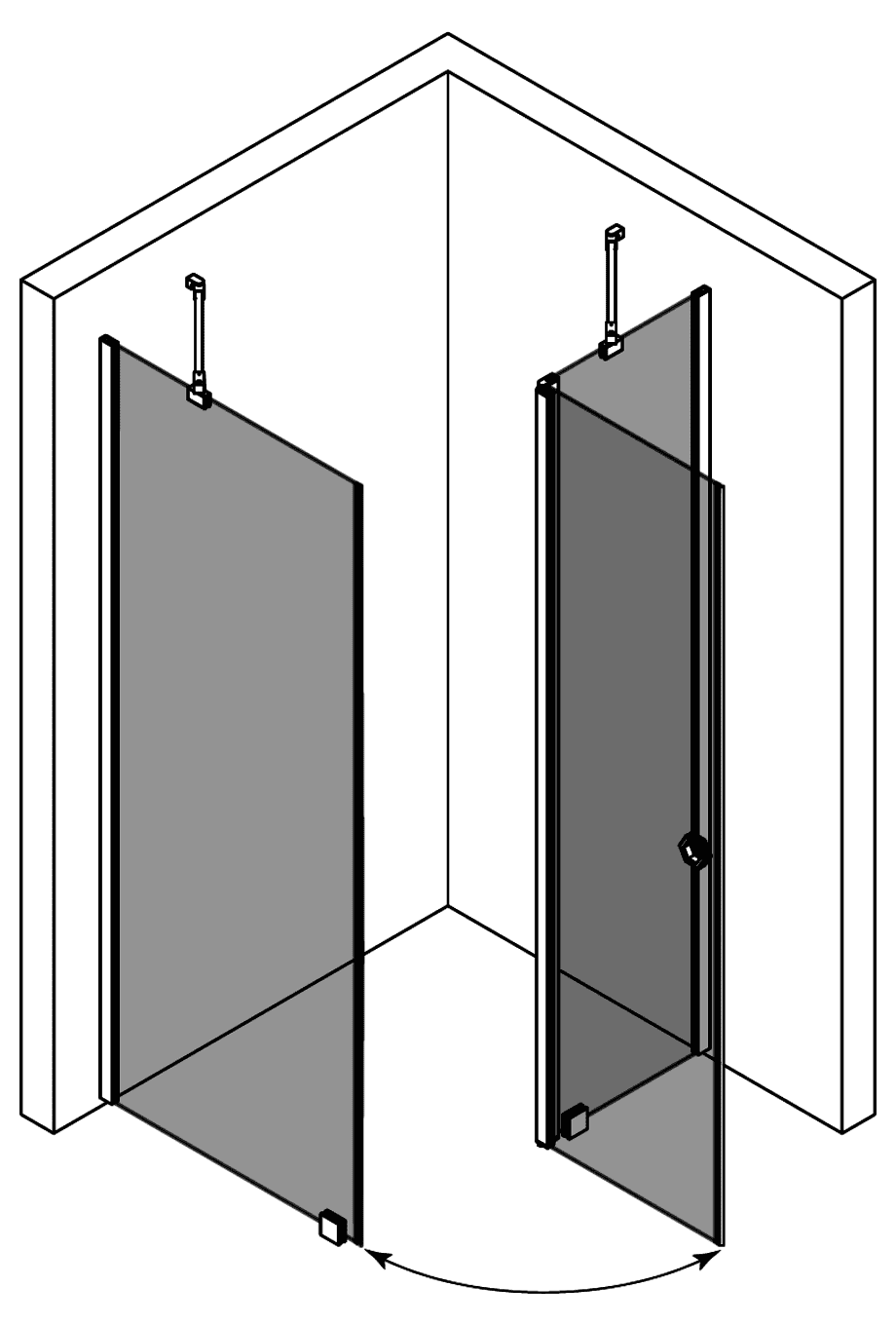Duschecke Hietakari Forma 370 – 3D-Zeichnung 2 Duschecke Hietakari Forma 370 – 3D-Zeichnung 2