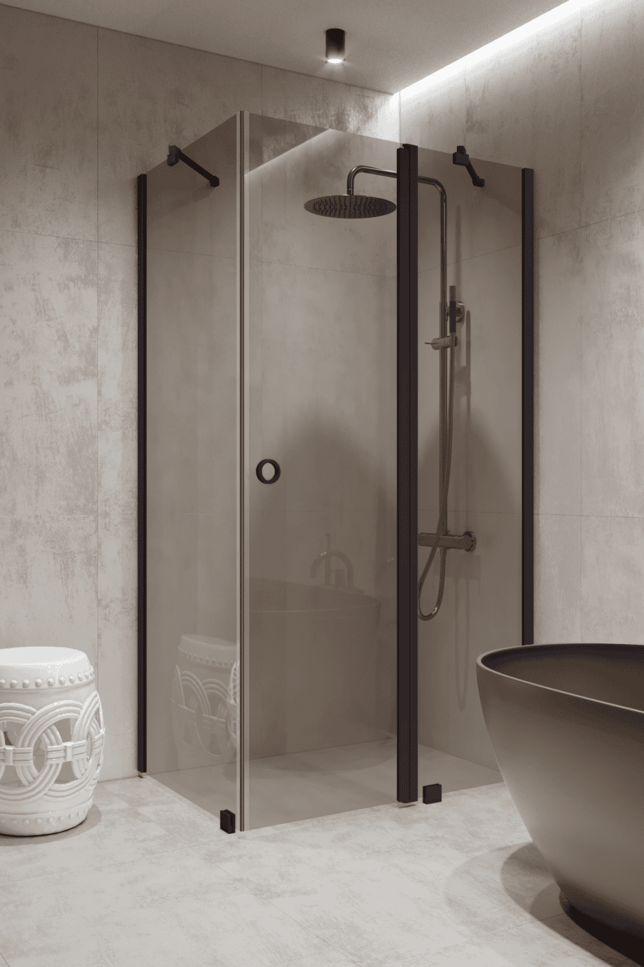 Duschecke Hietakari Forma 370, Rahmen Cocoa, Bronzeglas Duschecke Hietakari Forma 370, Rahmen Cocoa, Bronzeglas