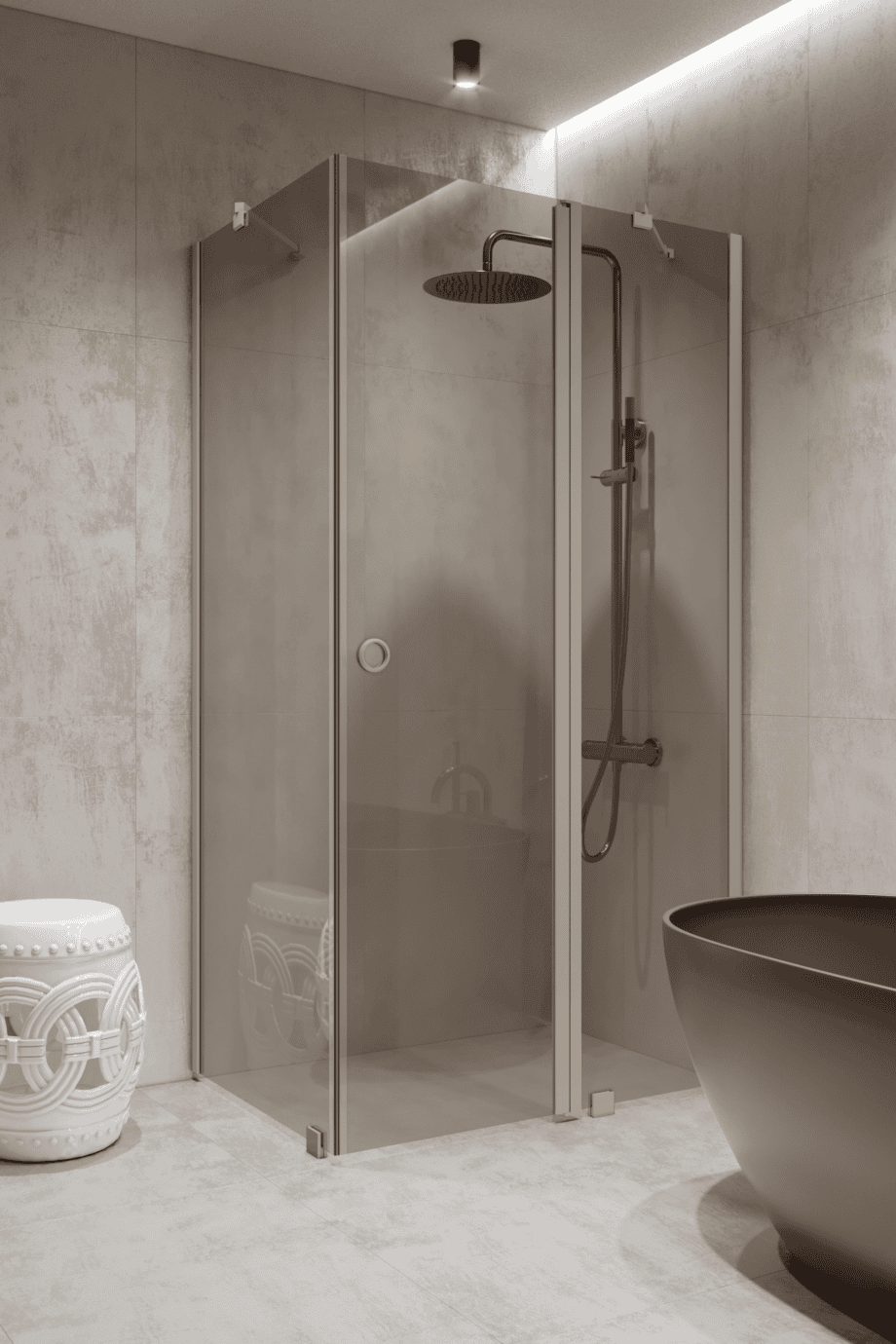 Duschecke Hietakari Forma 370, Rahmen Sand, Bronzeglas Duschecke Hietakari Forma 370, Rahmen Sand, Bronzeglas