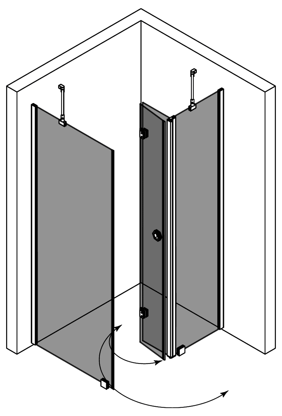 Duschecke Hietakari Forma 371, Festwand + Falttür mit Festteil – 4
