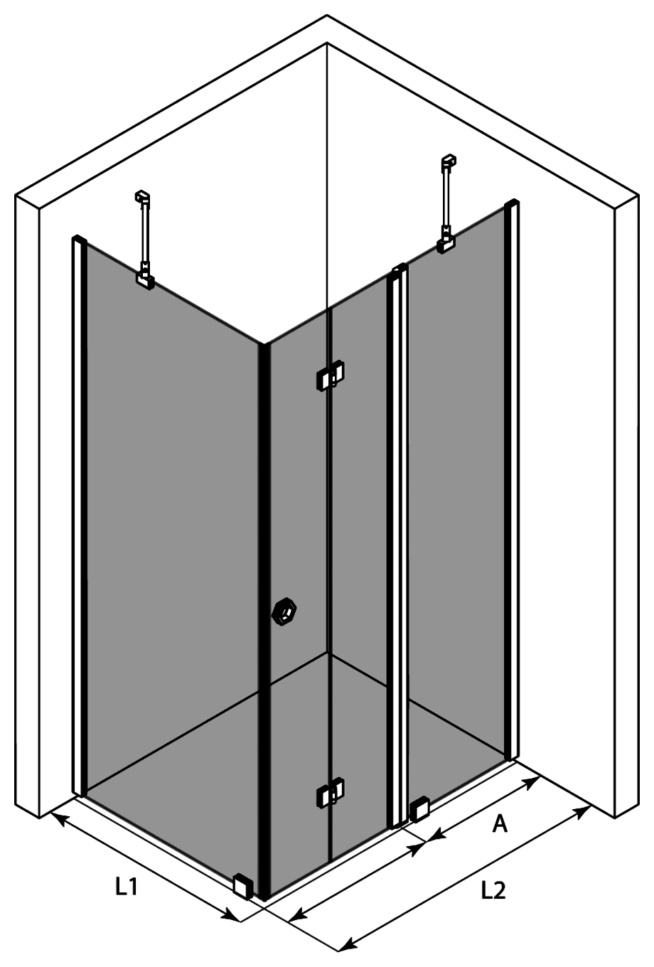 Duschecke Hietakari Forma 371, Festwand + Falttür mit Festteil – 3