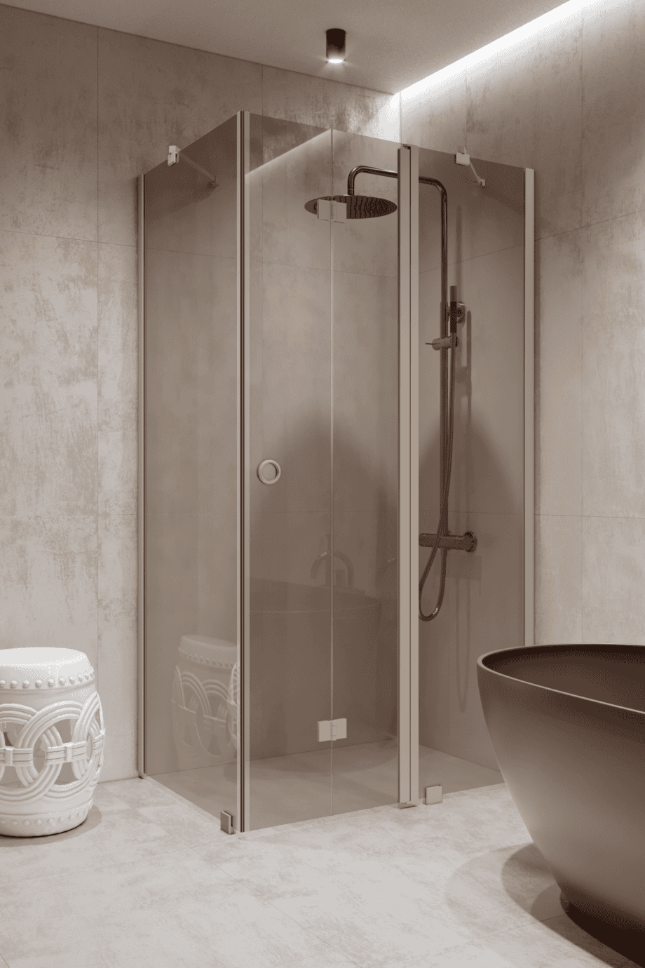 Duschecke Hietakari Forma 371, Rahmen Sand, Bronzeglas Duschecke Hietakari Forma 371, Rahmen Sand, Bronzeglas
