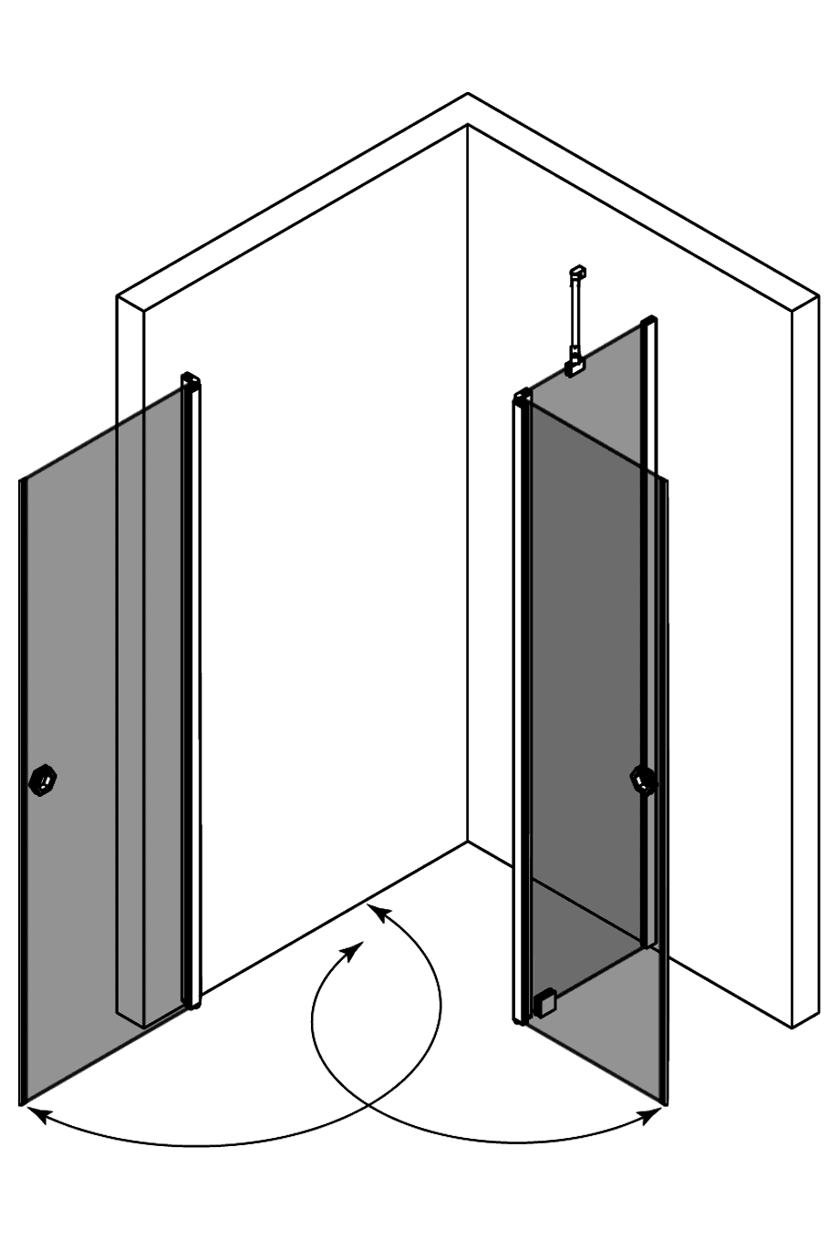 Duschecke Hietakari Forma 374 – 3D-Zeichnung 2 Duschecke Hietakari Forma 374 – 3D-Zeichnung 2