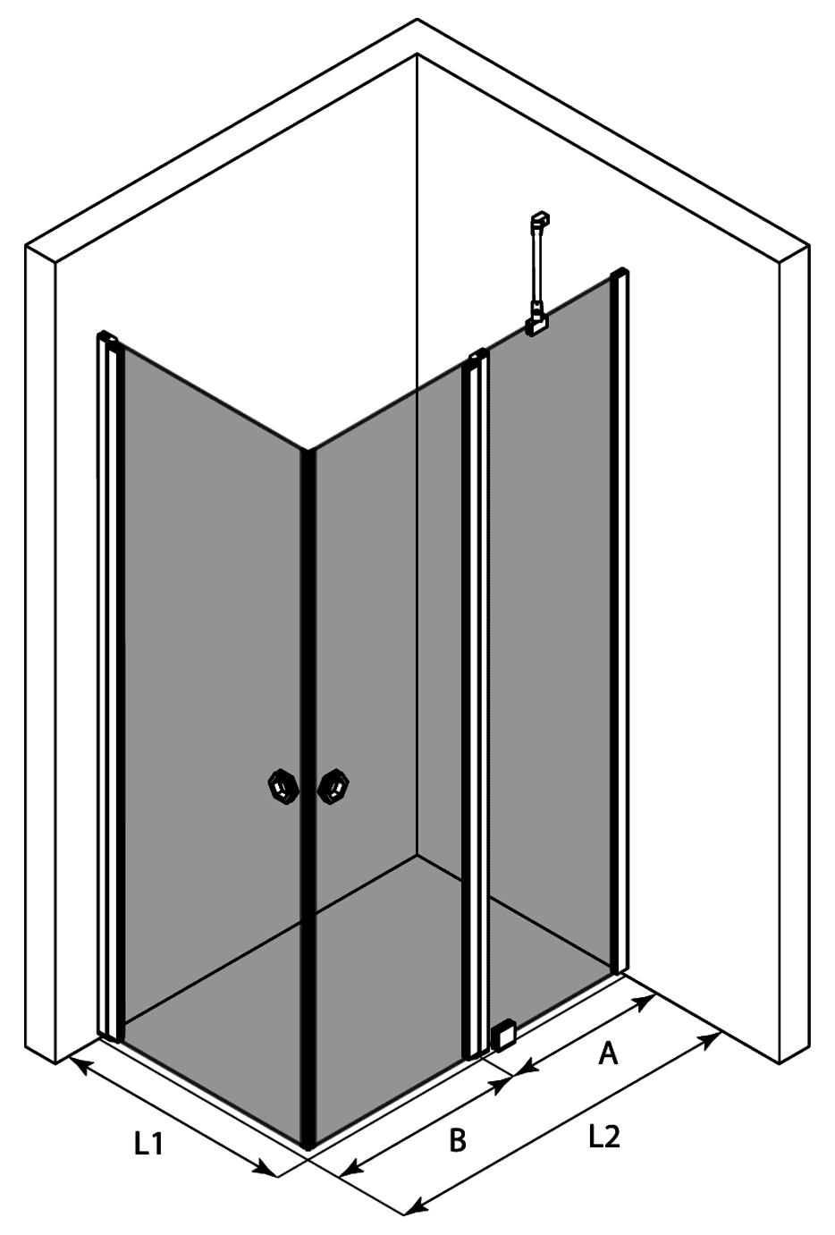 Duschecke Hietakari Forma 374, Drehtür + Drehtür mit Festteil – 3