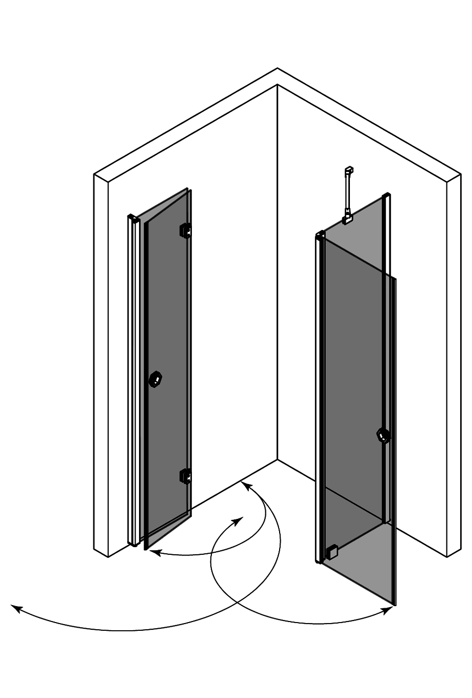 Duschecke Hietakari Forma 377, Falttür + Drehtür mit Festteil – 4