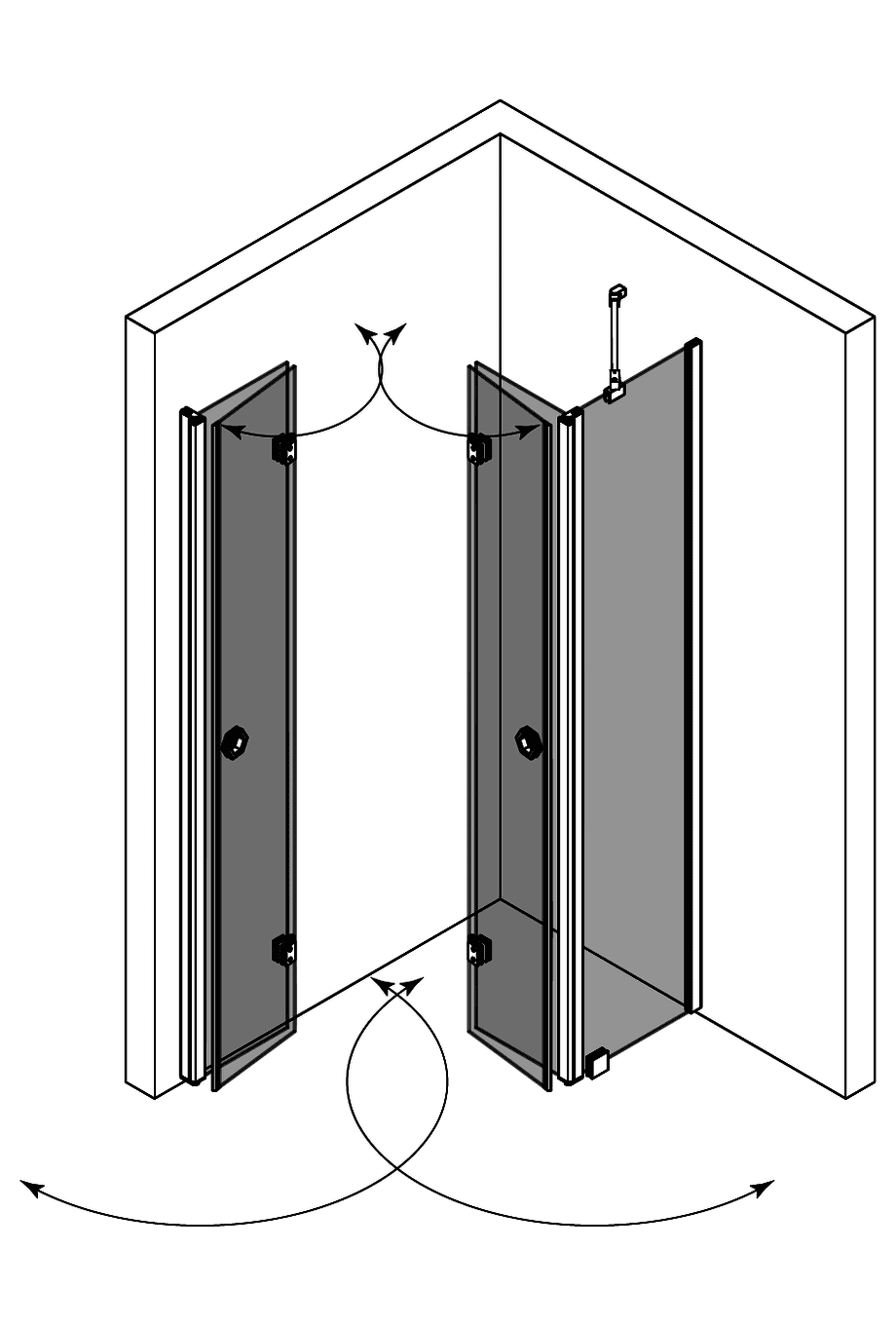 Duschecke Hietakari Forma 378, Falttür + Falttür mit Festteil – 4