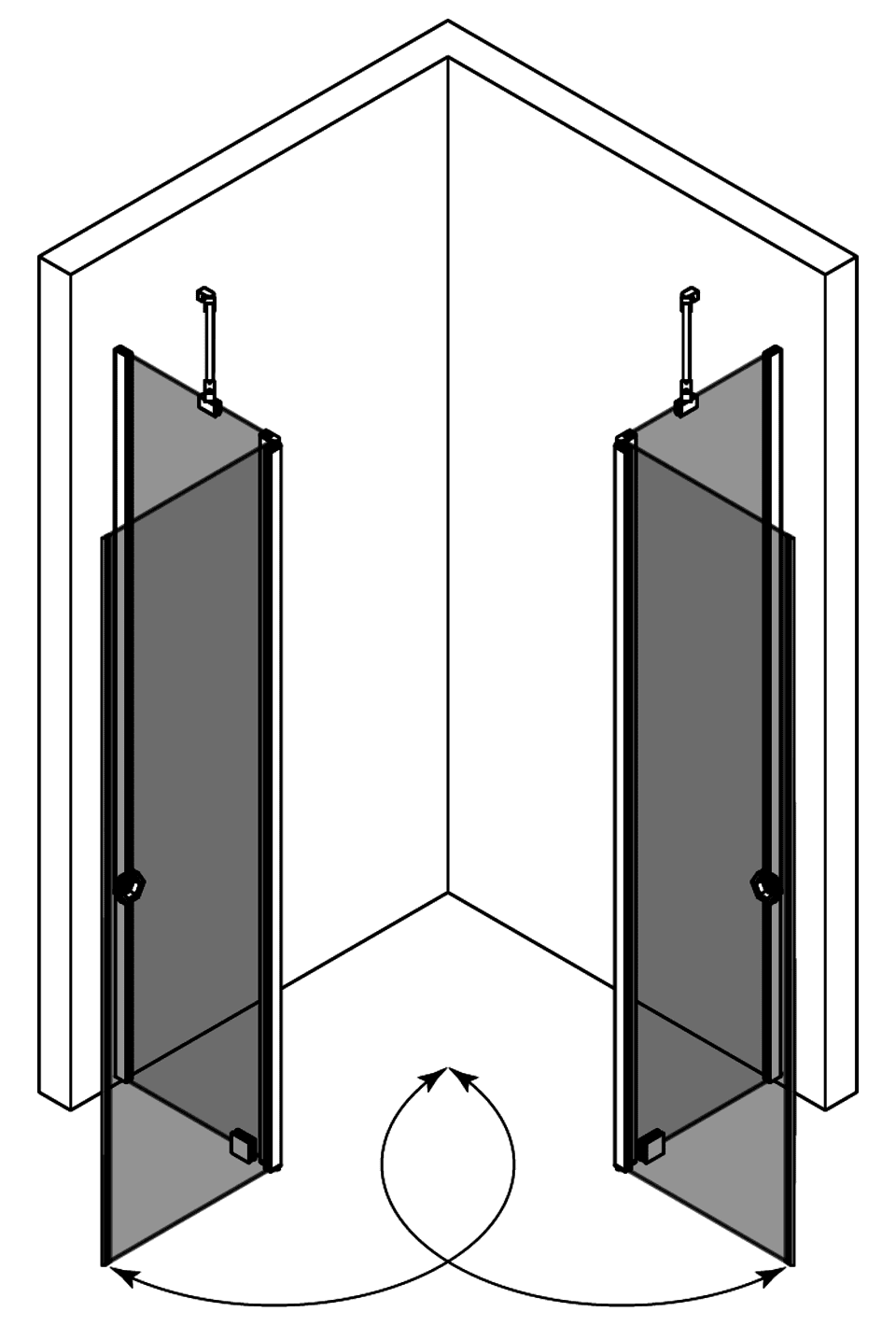 Duschecke Hietakari Forma 379 – 3D-Zeichnung 2 Duschecke Hietakari Forma 379 – 3D-Zeichnung 2