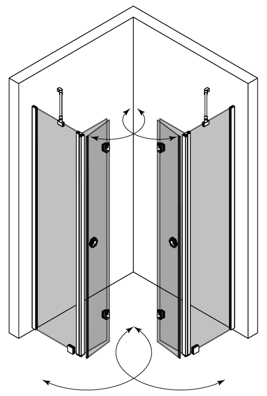 Duschecke Hietakari Forma 381, Falttür mit Festteil + Falttür mit Festteil – 4