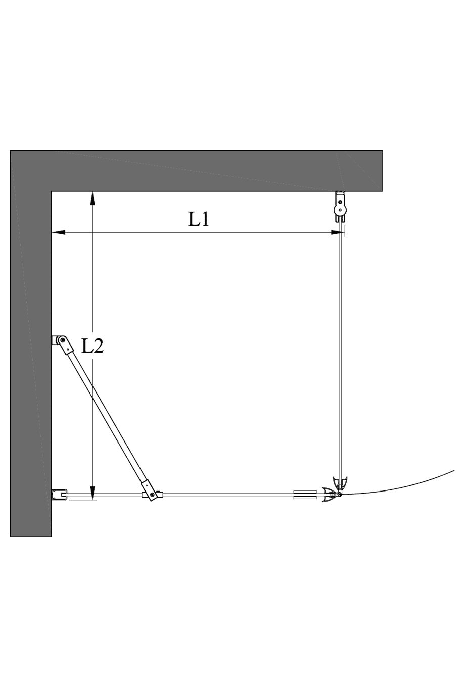 Duschecke Hietakari Infinia 251 – Masszeichnung Duschecke Hietakari Infinia 251 – Masszeichnung