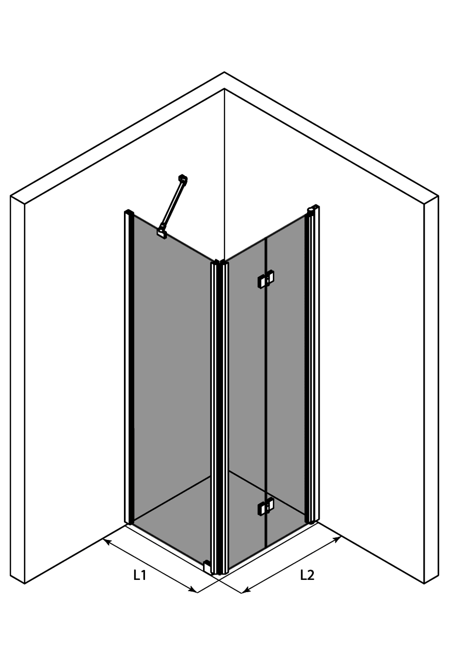 Duschecke Hietakari Infinia 252, Festwand + Falttür – 3