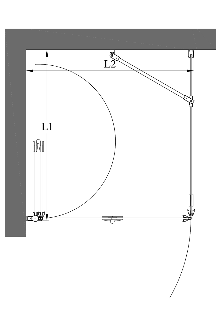 Duschecke Hietakari Infinia 252, Festwand + Falttür – 2